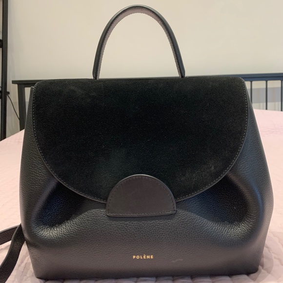 Polene Handbags - Polene Numero Uno Number One Black Suede Leather
